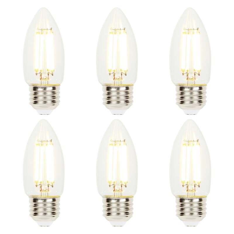 Westinghouse Lighting 6.5 Watt (100 Watt Equivalent) Clear B11 Dimmable Filament LED Light Bulb, Medium Base, 6 Pack - 6-Pack