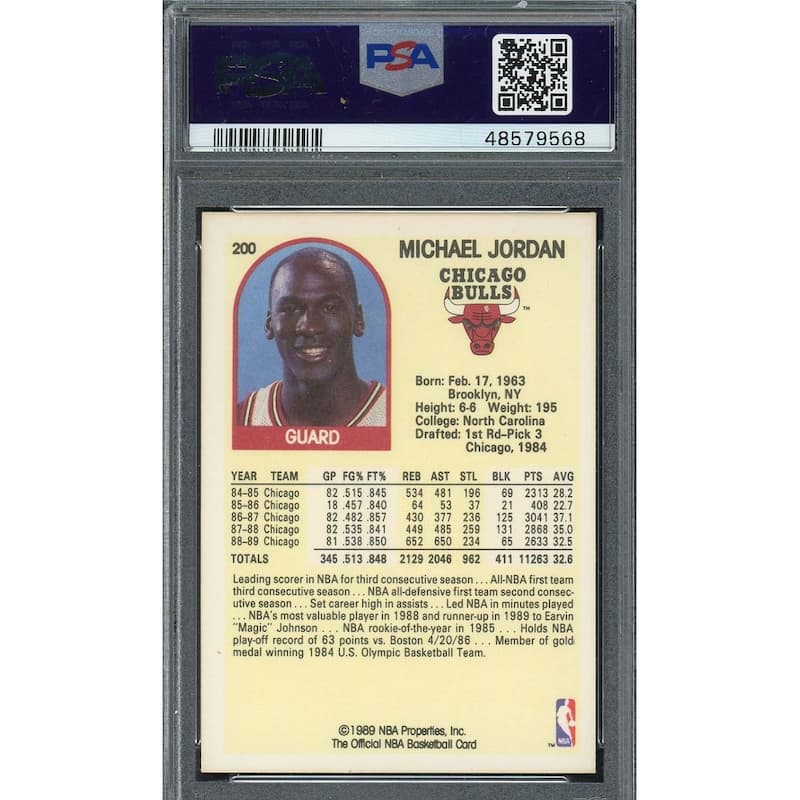 Michael Jordan 1989 Hoops Basketball Card #200 Graded PSA 8 - 8'6" x 11'6"