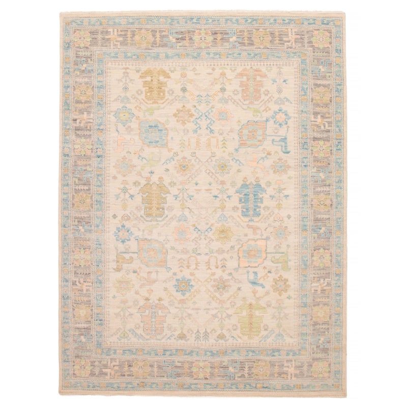 ECARPETGALLERY Hand-knotted Modern Oushak Ivory Wool Rug - 9' 2" x 12' 2" - Ivory - 9' 2" x 12' 2" - Rectangle