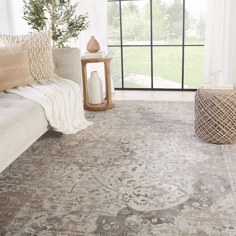 Ginevra Medallion Gray/ Ivory Area Rug