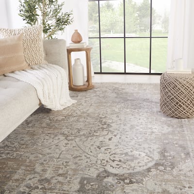 Ginevra Medallion Gray/ Ivory Area Rug