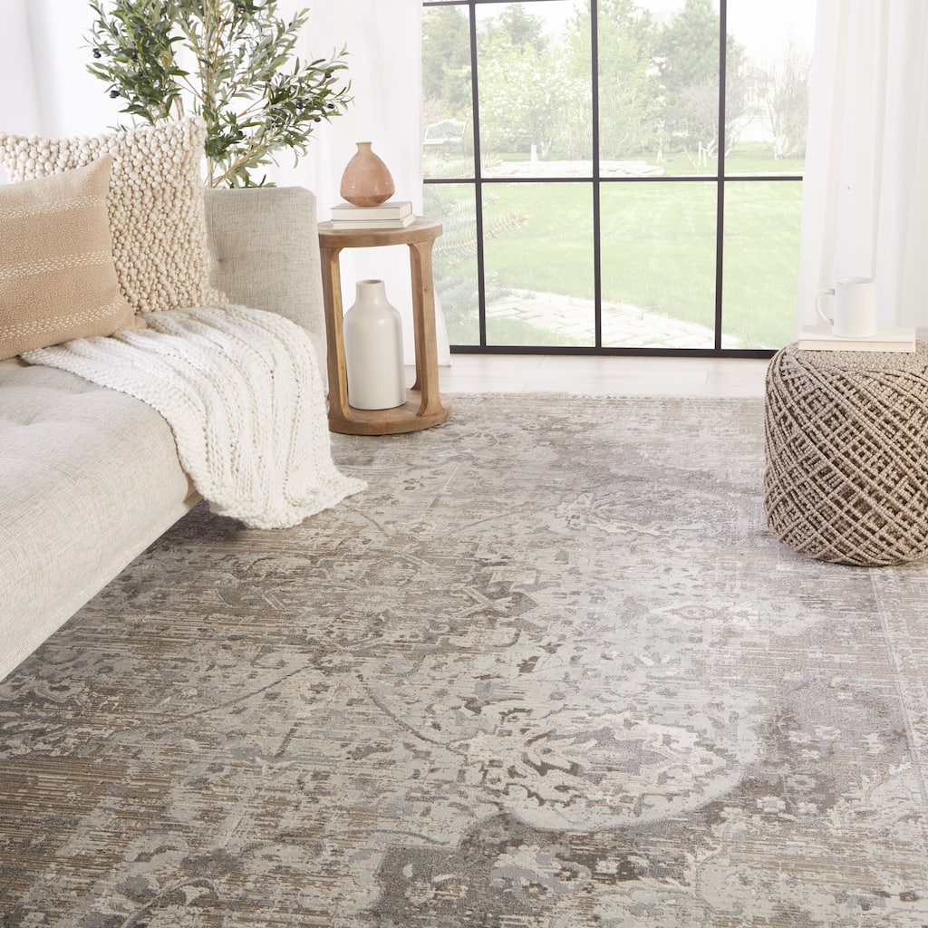 Ginevra Medallion Gray/ Ivory Area Rug