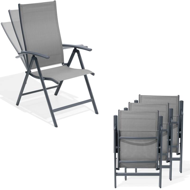 Outdoor Folding Patio Chair Set Adjustable Dining Chairs Set of 2/4/6