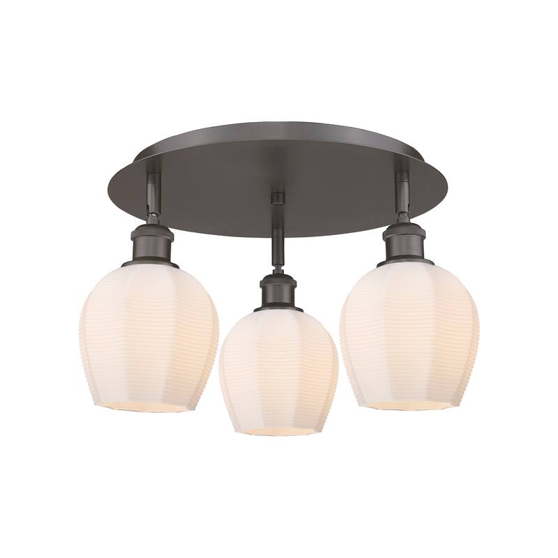 Innovations Lighting Norfolk - 3 Light 18" Flush Mount - Oil Rubbed Bronze/Matte White