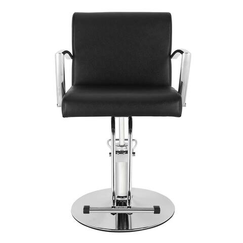 Leather Round Iron Base Heightened Small Oil Pump Barber Chair Black
