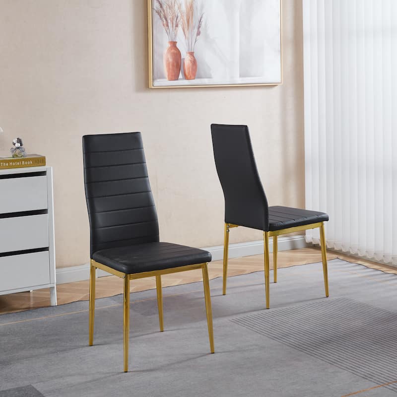 Modern Dining Chairs Stylish Dining Chairs with Gold Legs and Black Seats, for Dining Rooms, Black, Set of 4