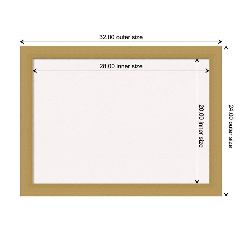 Grace Brushed Gold Framed White Corkboard Bulletin Board - Board Size 28x20