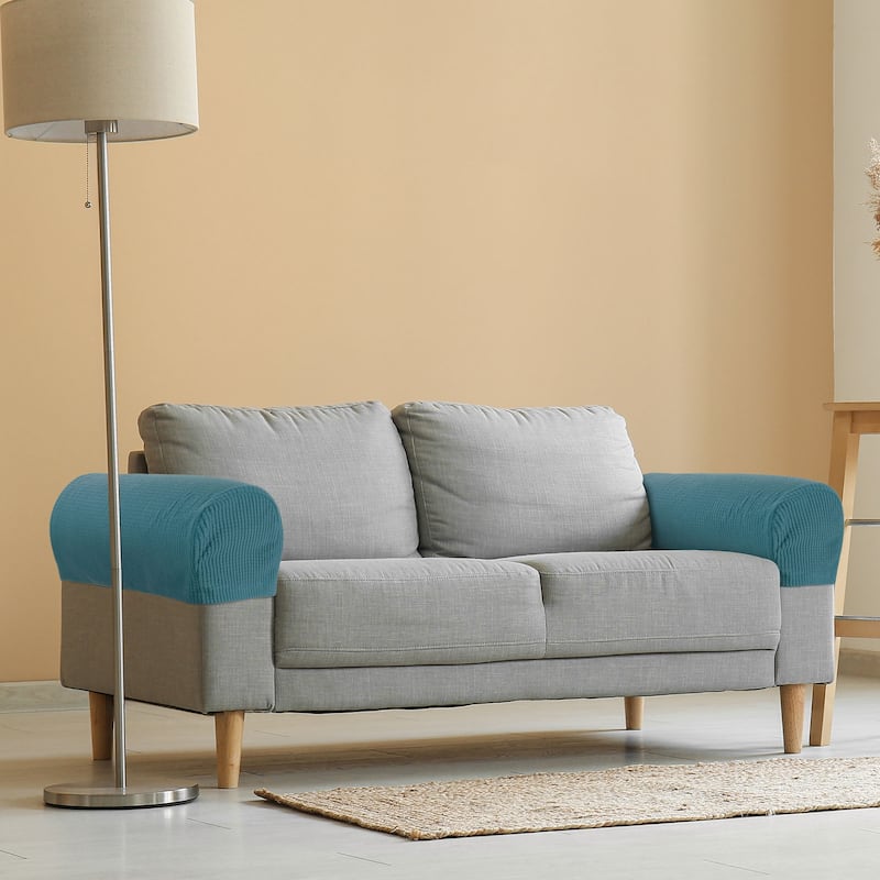 Stretch Armrest Cover Armchair Slipcover for Sofa Couch 2 Pcs - Navy Blue