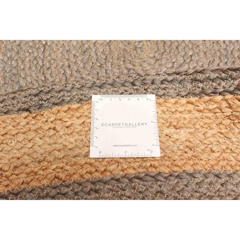 ECARPETGALLERY Braided Weave Palas Denizli Taupe Jute Rug - 3'10 x 3'10