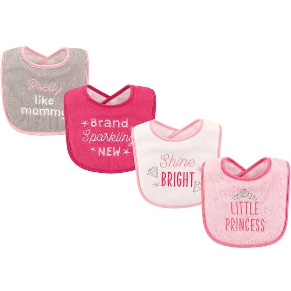 slide 1 of 1, Luvable Friends Baby Girl Cotton Drooler Bibs with Fiber Filling 4pk, Princess, One Size - Princess - One Size
