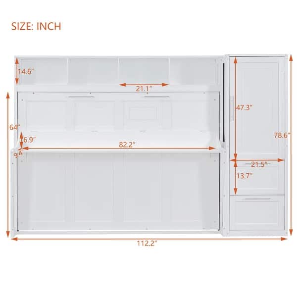 dimension image slide 1 of 6, Full and Queen Murphy Beds Wall Beds with Wardrobes and Drawers