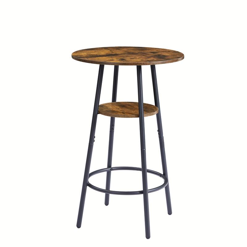 3-Piece Metal Frame Bar Dining Table Set with 2 Stools & Round Table