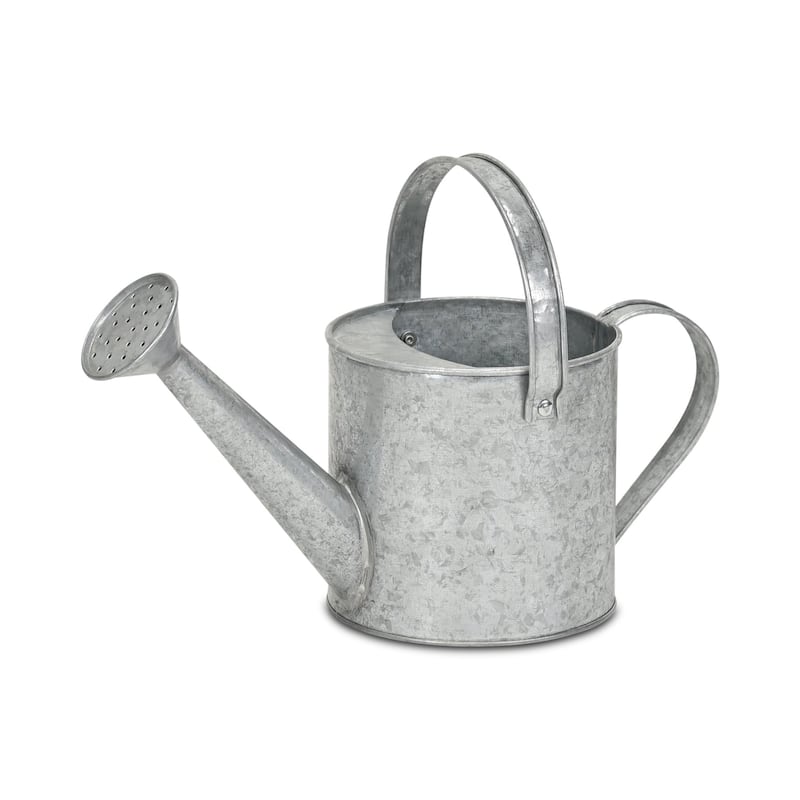 HomeRoots 7" Gray Galvanized Metal Decorative Watering Can - 12.00 in. x 6.50 in. x 5.50 in.