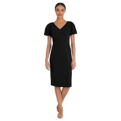 Maggy London V-Neck Short Sleeve Sheath