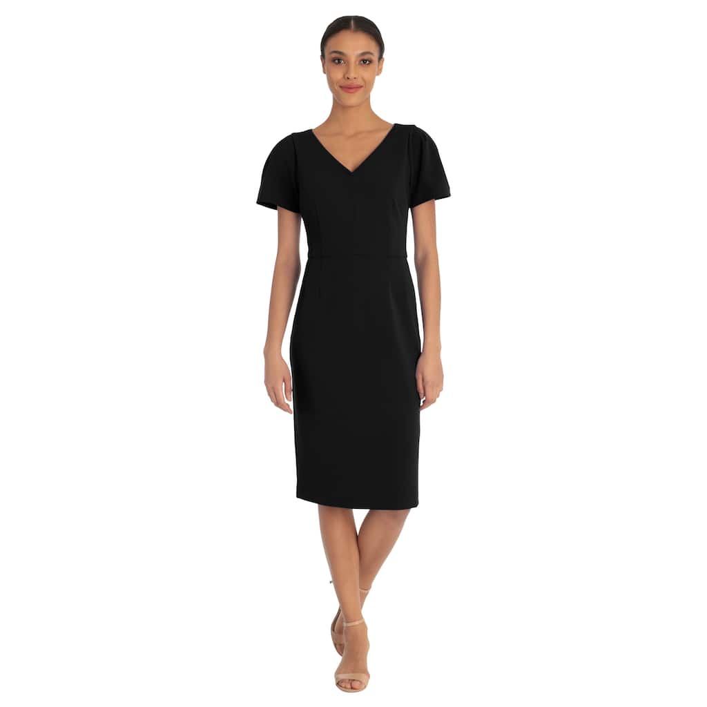Maggy London V-Neck Short Sleeve Sheath