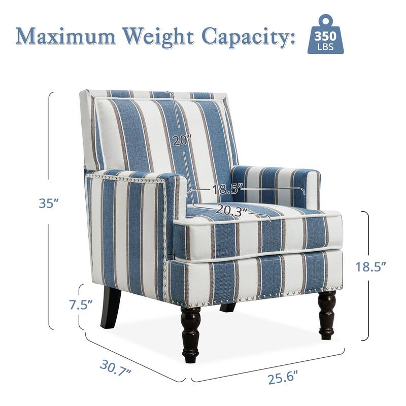 Modern Fabric Accent Chair with Upholstered Armrest Wooden Legs and Pillow for Living Room