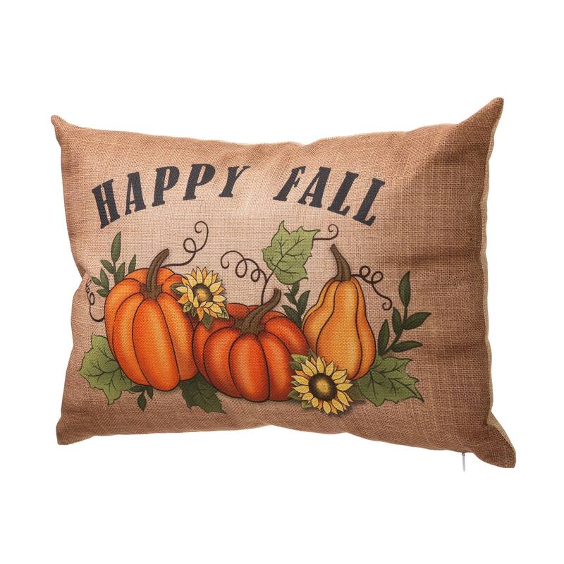 Glitzhome 18"L Faux Burlap Fall Thanksgiving Pumpkin Pillow Halloween Decor