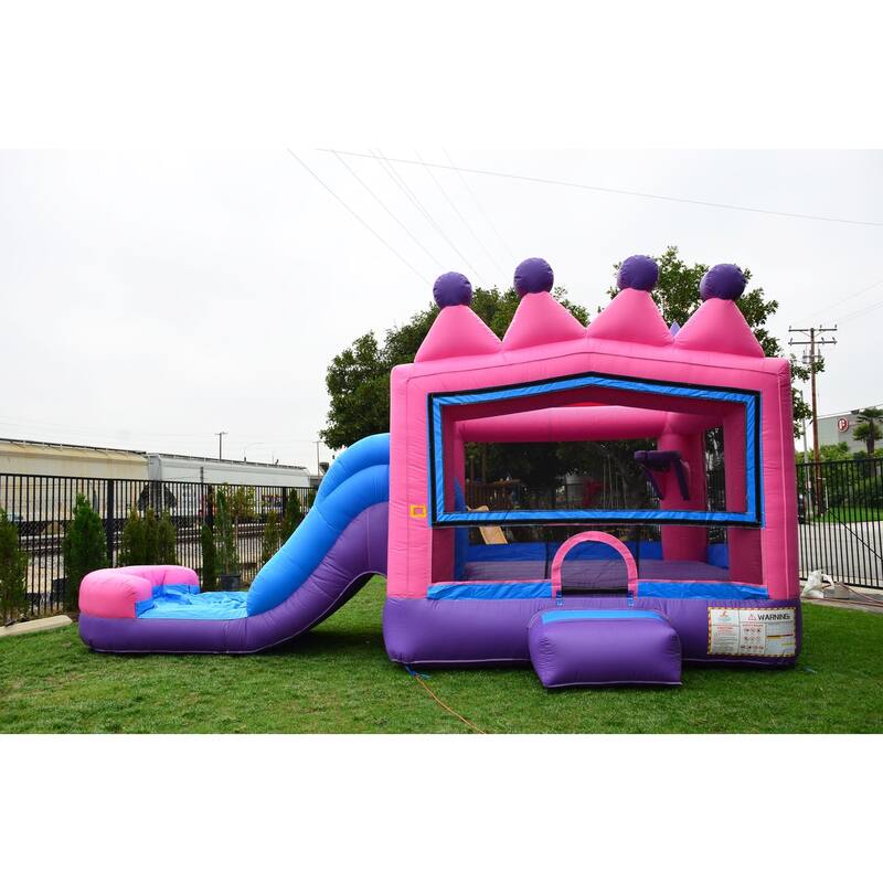 Jump Orange Tiara Athletic 5 in 1 Inflatable Bounce House & Slide Combo, Commercial & Rental Grade, 100% PVC Vinyl