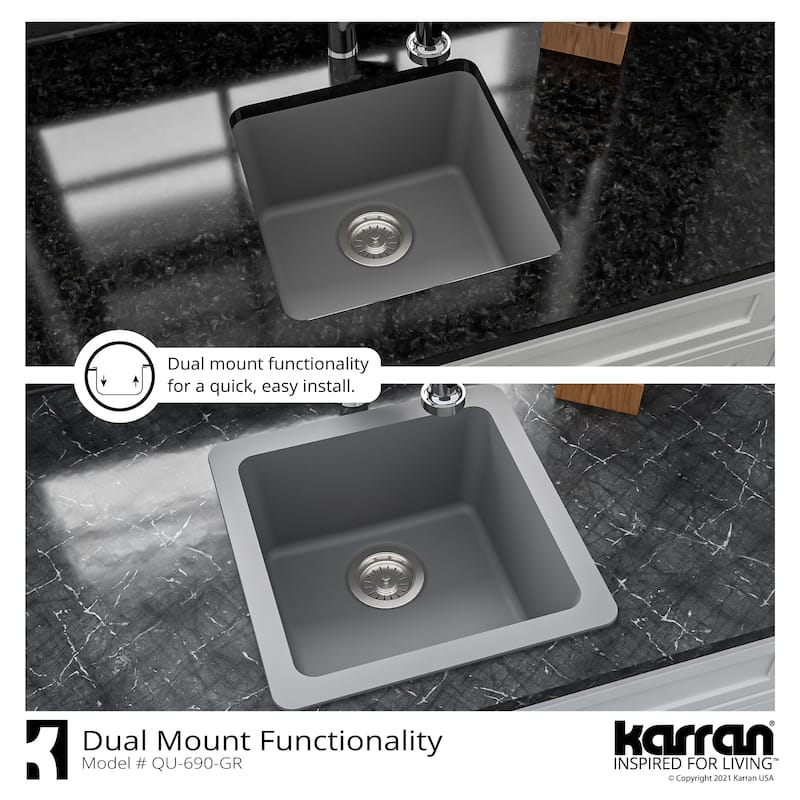 Karran Undermount Quartz Bar Single Bowl Sink