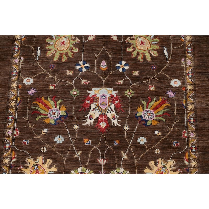 Floral Vegetable Dye Ziegler Oriental Area Rug Wool Handmade Carpet - 5'8" x 7'11"