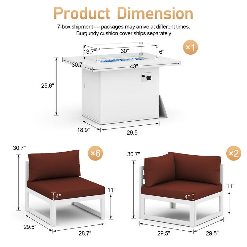 FINCATI Outdoor Furniture Aluminum Patio Set White Aluminum Outdoor Sofa with Thick Cushions and 29 Inch Deep Seat