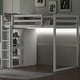 preview thumbnail 2 of 14, White Full Wood Loft Bed with Wardrobe & Storage Shelves