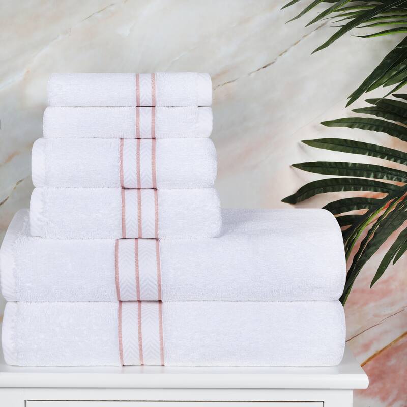 Turkish Cotton 6 Piece Absorbent Heavyweight Towel Set by Superior - Tea Rose