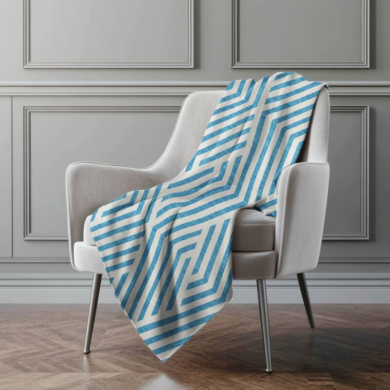 Premium Machine Washable Contemporary Geo Sherpa Throw Blanket - Teal - 4'2" x 5'10"