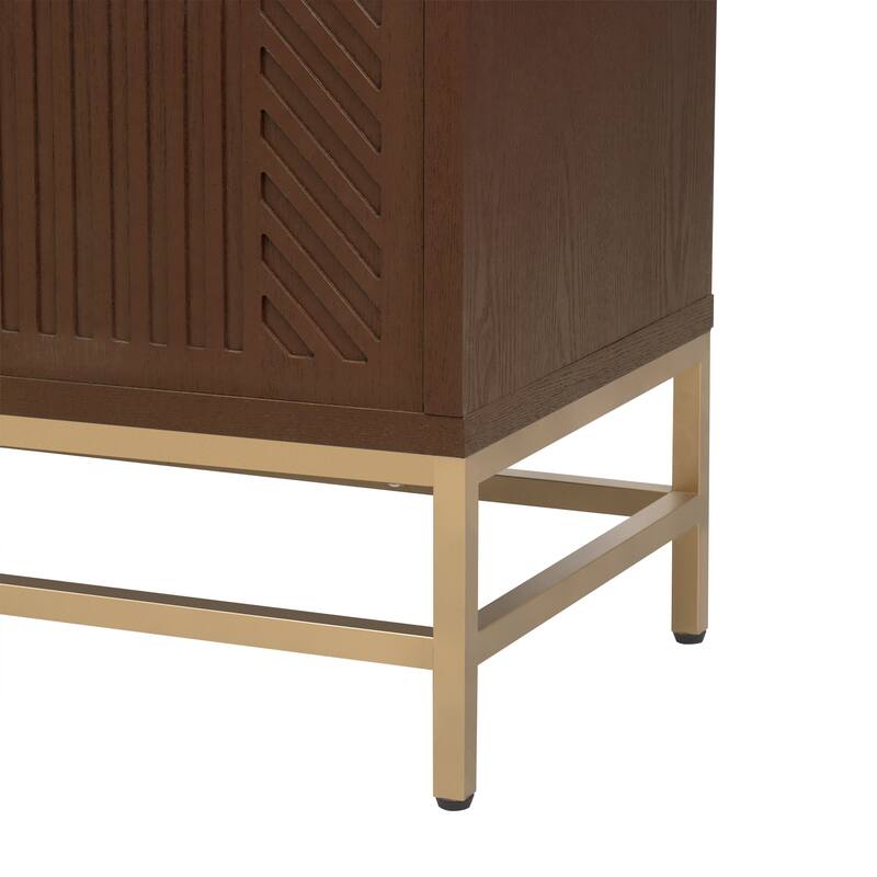 Rectangular Sideboard Entryway Cabinet with Adjustable Shelves & Metal Leg, Buffet Cabinet Console Table for Kitchen Living Room