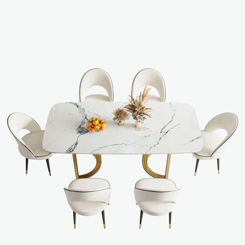 JASIWAY 6-Person Modern Rectangular Dining Table with 6pcs Chairs