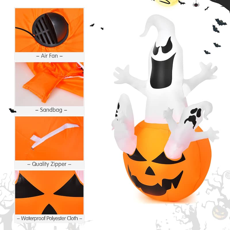 6 FT Halloween Pumpkin Decoration with Inflatables Ghost
