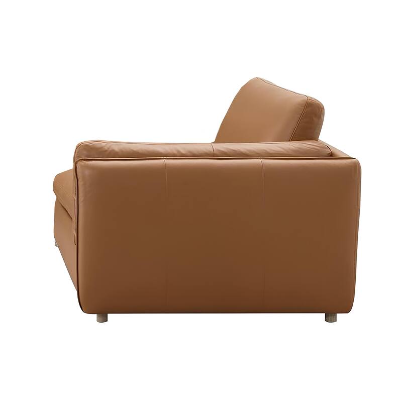 Leather Upholstered Modular Right Facing Armchair in Brown