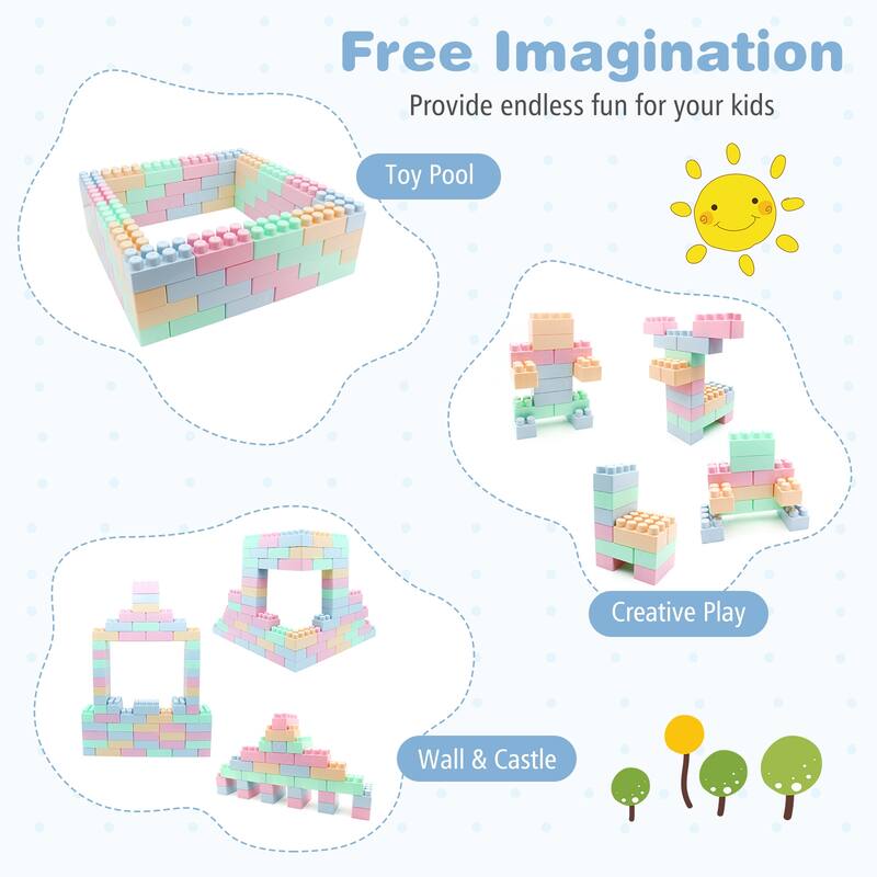 Gymax 64 pcs Building Blocks for Toddlers Montessori STEM Educational