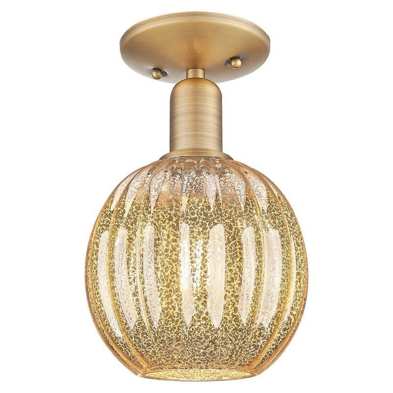 Innovations Lighting 716-1C-G458-7ME Preston 7" Wide Semi-Flush Globe - Brushed Brass