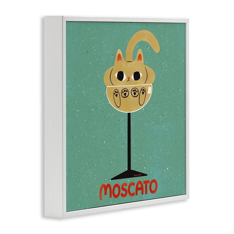 Stupell Moscato Feline Wine Framed Giclee Art Design By Carrie Cantwell