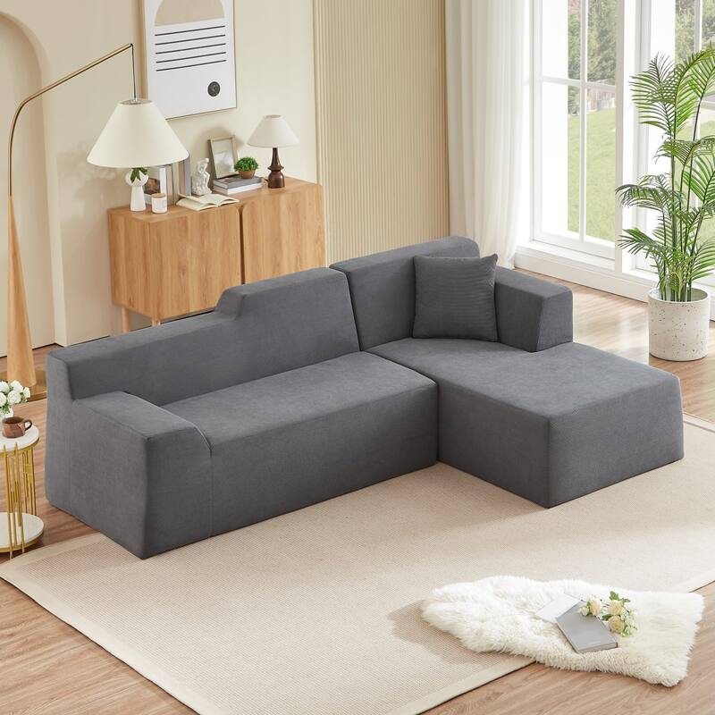 96.46" L-Shaped Corduroy Sectional Sofa, No Assembled Required