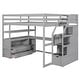 preview thumbnail 12 of 34, Full Loft Bed with Desk and Shelves, Drawers, Storage Staircase, Gray