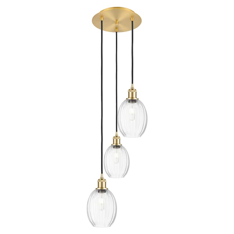 Innovations Lighting Endless Possibilities Ballston - Preston - 3 Light 13" Bulb Shade Cord Hung Multi Pendant - Clear/Satin Gold