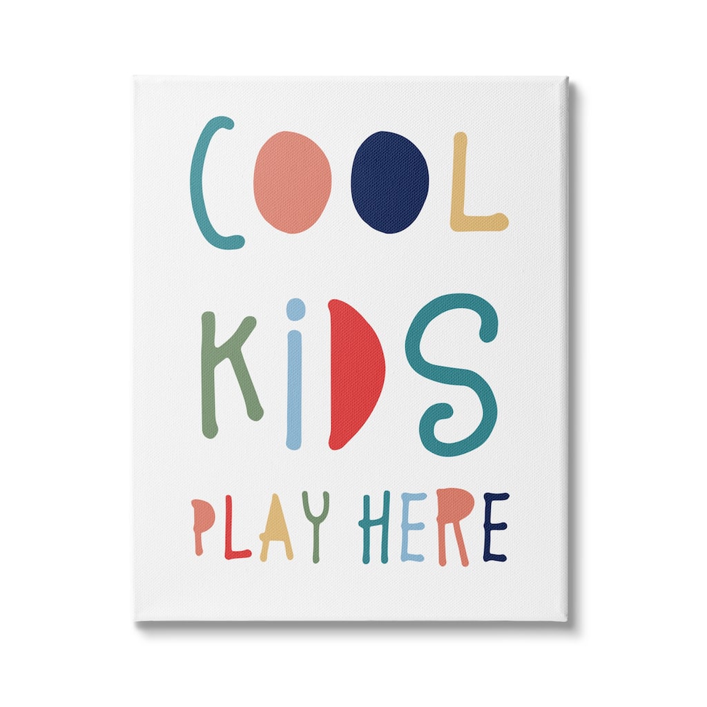 Stupell Cool Kids Play Here Sign Playful Block Typography Canvas Wall Art - Multi-Color