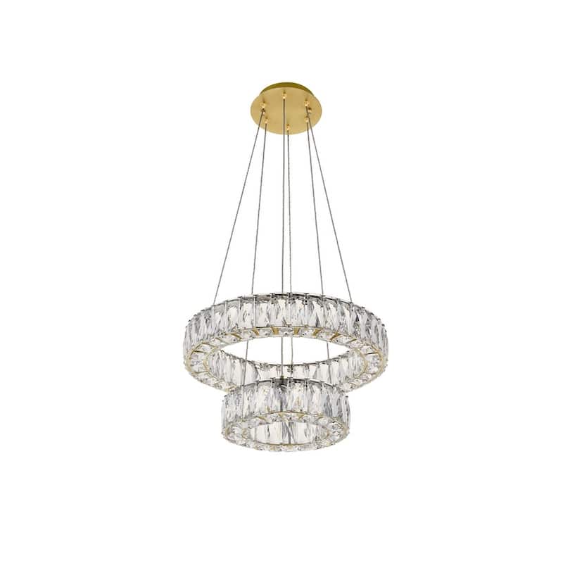 Madelyn Integrated LED chip light gold Pendant Clear Royal Cut Crystal - 17.7"W X 12"H