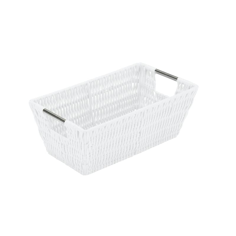 Simplify Small Shelf Storage Rattan Tote Basket in Charcoal - 11.5"x 6.5"x 4.5" - White