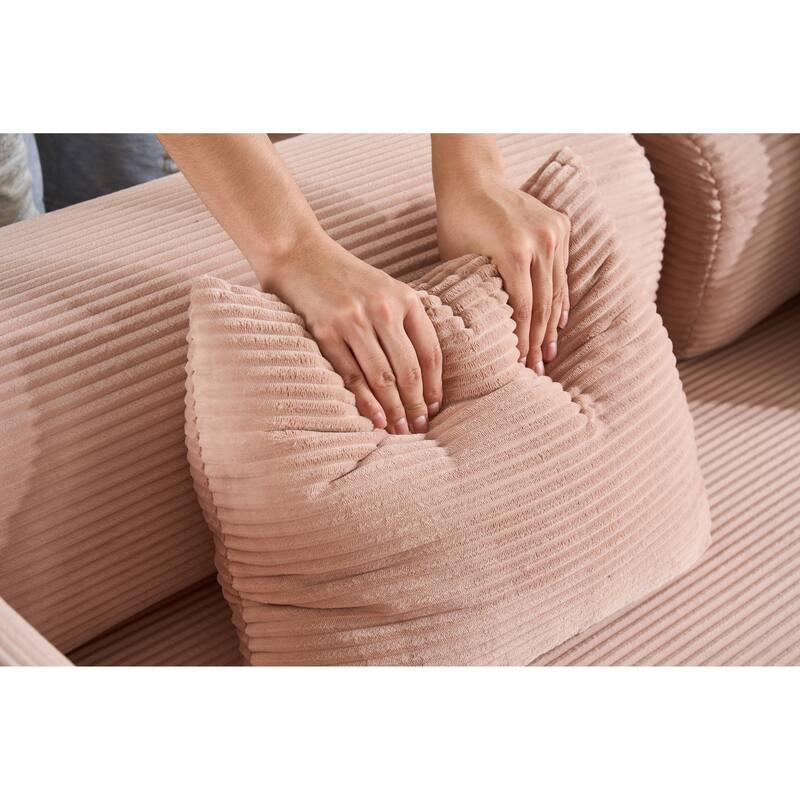 Convertible Sleeper Sofa Bed with Pillow, Modern Corduroy Folding Mattress Couch, Floor Sofa Lounge for Compact Spaces