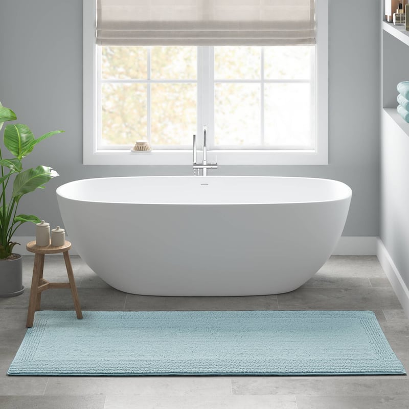 Madison Park Signature Splendor 100-percent Cotton Tufted 3000 GSM Reversible Bath Rug - 24x72" - Blue