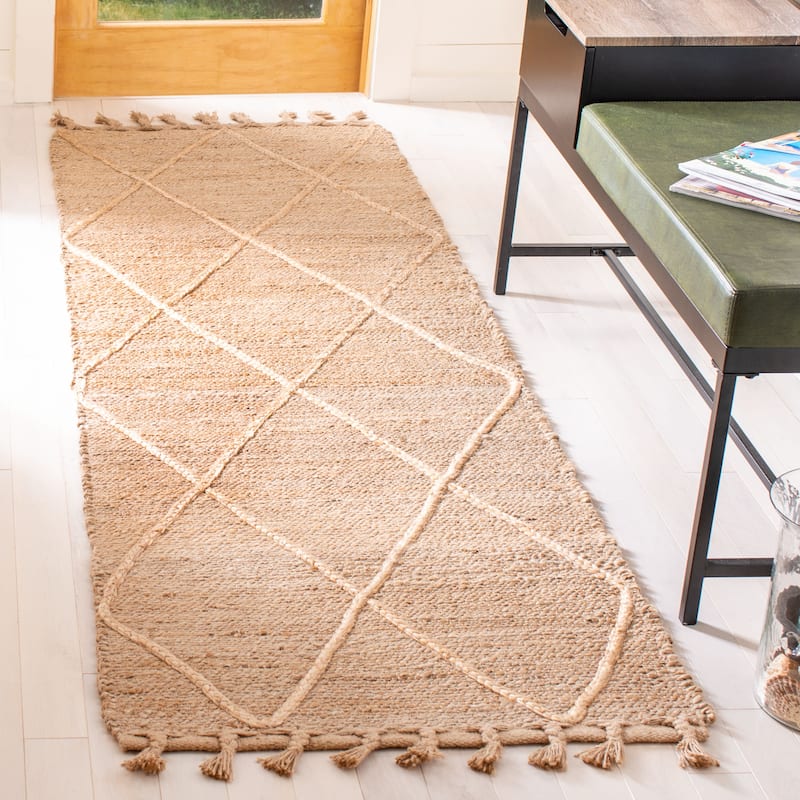 SAFAVIEH Handmade Natural Fiber Orietta Jute Tassel Rug - 2'3" x 12' Runner - Natural