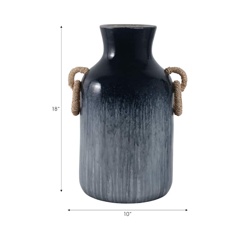 Pottery Jute Decorative Vase Rustic Wrapped Handles Clay Design