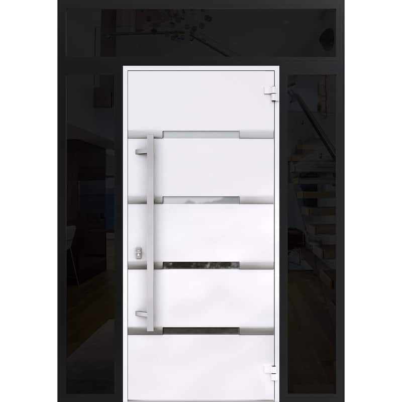 Front Prehung Steel Door 1105 Black Enamel Stainless Inserts W36xH80 Lh I