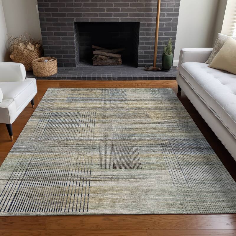 Premium Washable Super Soft Modern Criss Cross Mayfield Rug - Khaki - 3' x 5' - Rectangle