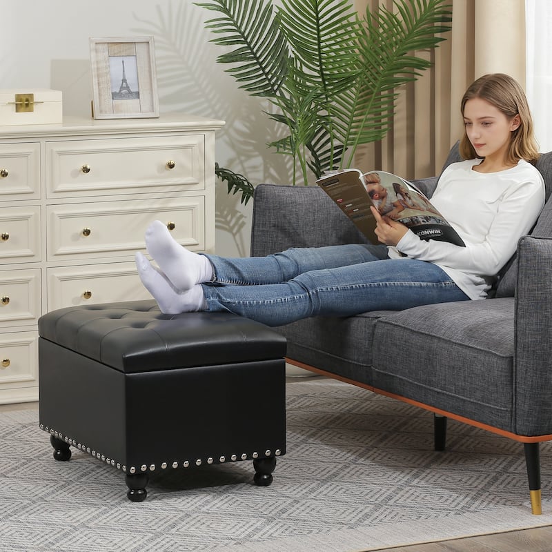 Adeco High End Classy Tufted Storage Ottoman Bench Footstool
