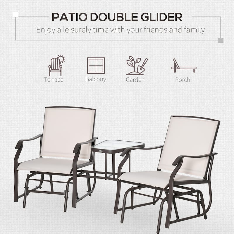 Outsunny 3-pc. Outdoor Sling Fabric Gliding Rocker Chairs w/ Table