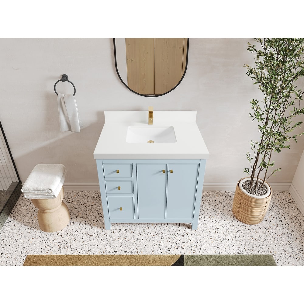 Willow Collections 36 in. W x 22 in. D Chicago Center Sink Right Bathroom Vanity with Countertop